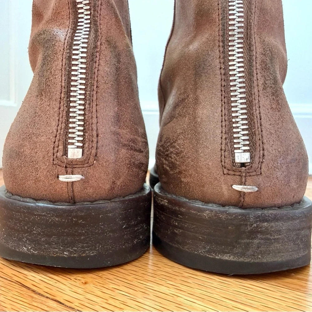 Maison Margiela Brown Suede Men’s Ankle Boots Vibram Sole Back Zip Size 45